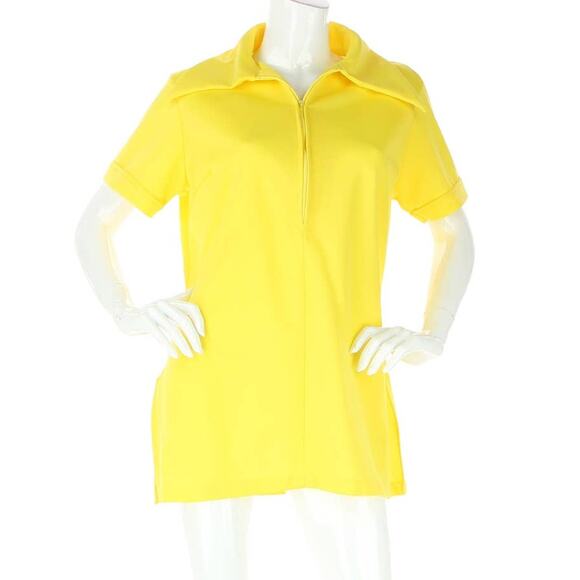 Vintage Disco Yellow Go-Go Mini Dress Shirt - Picture 1 of 4